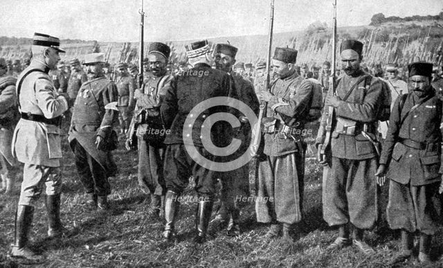 General Joseph Joffre handing out medals, Alsace, France, 1915. Artist: Unknown