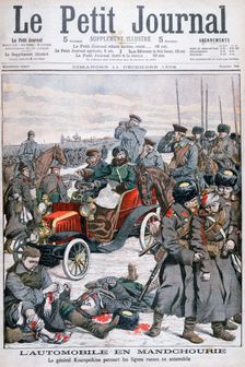 General Kuropatkin touring the Russian lines by car, Russo-Japanese War, 1904