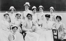 General Lying In Hospital, York Road, Lambeth: labour ward staff and students, 1908. Creator: Unknown