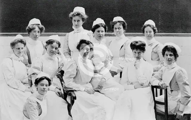 General Lying In Hospital, York Road, Lambeth: labour ward staff and students, 1908. Creator: Unknown.