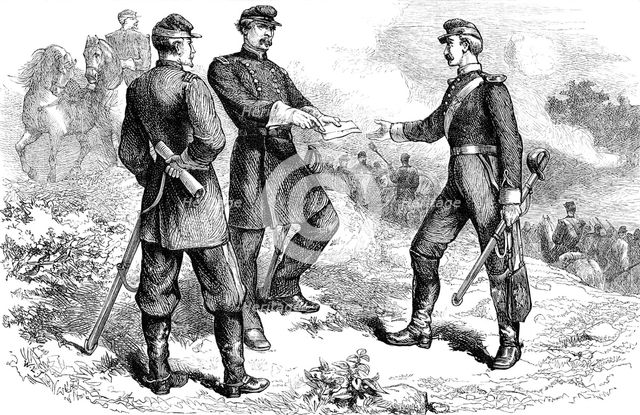 General McClellan at the battle of Antietam, American Civil War, 1862 (c1880). Artist: Unknown