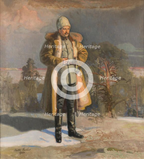 General Mannerheim watching the Battle of Tampere, 1920.
