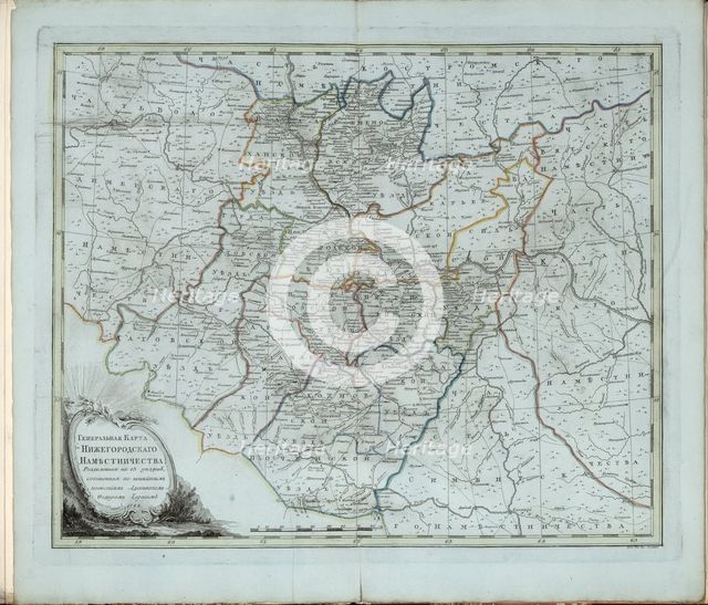 General Map of Nizhny Novgorod Governorate, 1788. Creator: Chernoi (Cherny), Fyodor Osipovich (1745-1790).