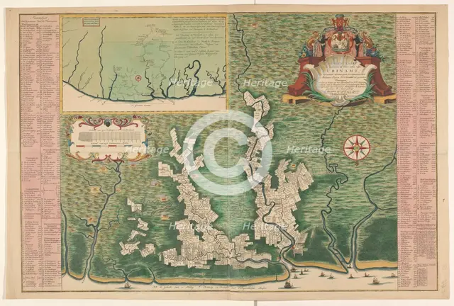 General map of Suriname, 1737-1757. Creator: Hendrik de Leth.
