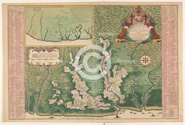 General map of Suriname, 1737-1757. Creator: Hendrik de Leth.