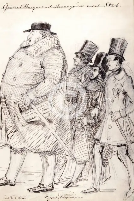 "'General Masquerad-Organizer with staff'. Carl Fred. Piper, Dardel, Ehrnman, O. Björnstjerna", 1845 Creator: Fritz von Dardel.