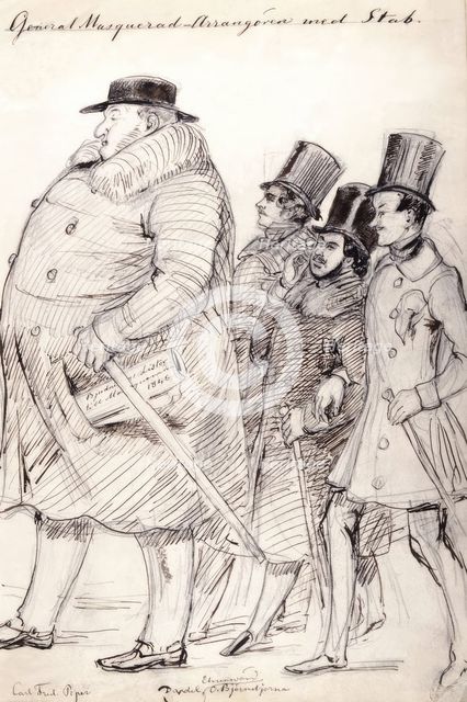 "'General Masquerad-Organizer with staff'. Carl Fred. Piper, Dardel, Ehrnman, O. Björnstjerna", 1845 Creator: Fritz von Dardel.