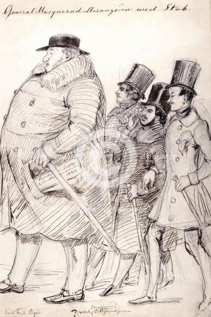 "'General Masquerad-Organizer with staff'. Carl Fred. Piper, Dardel, Ehrnman, O. Björnstjerna", 1845 Creator: Fritz von Dardel.