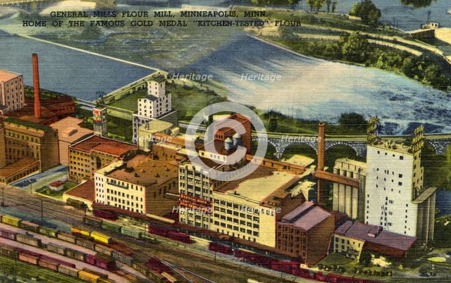 General Mills flour mill, Minneapolis, Minnesota, USA, 1948. Artist: Unknown