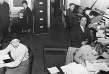 General office of the "Jewish Chronicle" newspaper, London, 1951. Creator: EH Emanuel