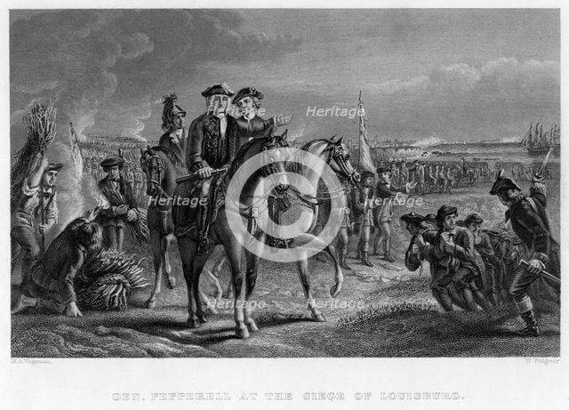 General Pepperell at the Siege of Louisburg, Canada, 18th century.Artist: W Ridgeway