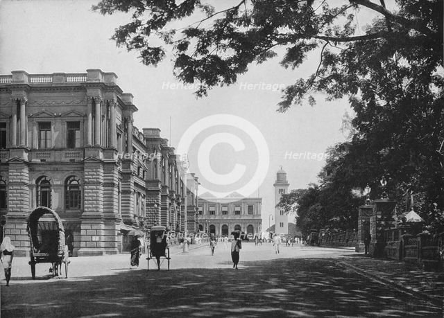 'General Post Office with Entrance to Queen's House and Clock Tower in Distance', c1890, (1910). Artist: Alfred William Amandus Plate.