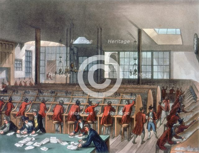 General Post Office, Lombard Street, London, 1808. Creator: Thomas Rowlandson.