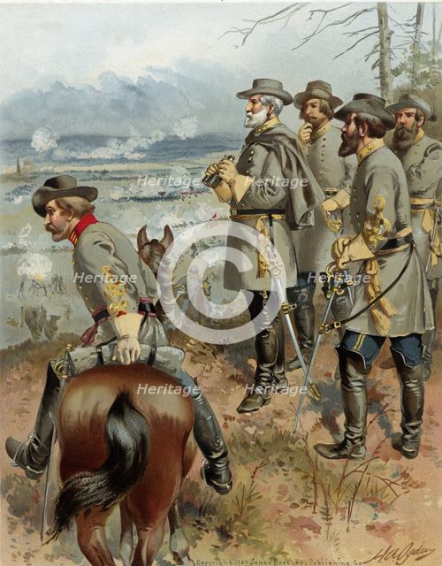 General Robert E Lee at Frediericksburg, 13th December 1862, pub. 1900 (colour lithograph)