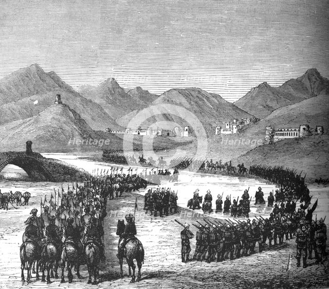 General Ross's Division crossing the Logar River on its way to meet Sir Donald Stewart', c1880. Artist: Unknown.