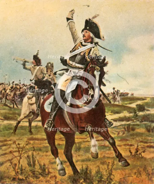 General Seydlitz gives the signal to advance at Rossbach, 5 November 1757, (1936). Creator: Unknown.