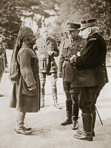 General Sir Douglas Haig introducing General Joffre to Lieutenant-General Sir Pertab Singh, 1916