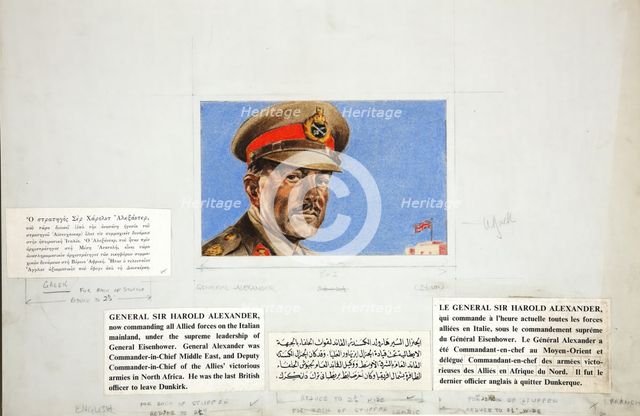 General Sir Harold Alexander, now commanding all Allied forces on the Itali..., between 1939 & 1946. Creators: Central Office of Information, Unknown.