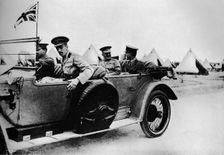 General Sir John Maxwell, commander of Egyptian troops, motoring through one of the camps 1915