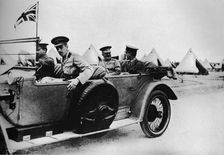 General Sir John Maxwell, commander of Egyptian troops, motoring through one of the camps 1915