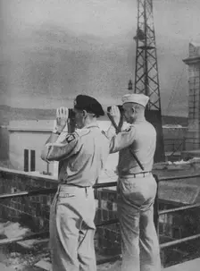 Generals Montgomery and Eisenhower view from a balcony in Messina the Italian Mainland 1943-44