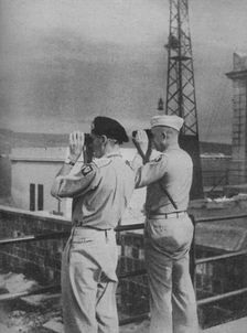 Generals Montgomery and Eisenhower view from a balcony in Messina the Italian Mainland 1943-44