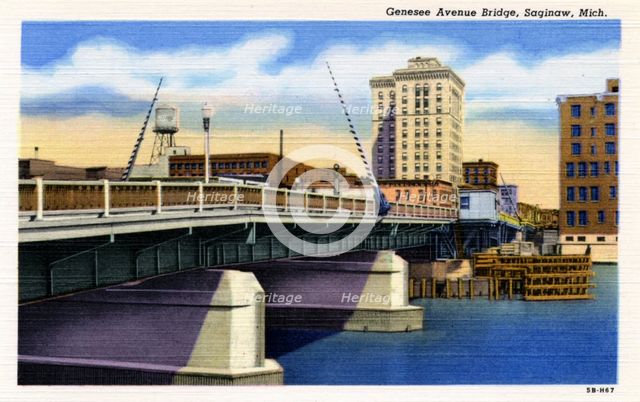 Genesee Avenue Bridge, Saginaw, Michigan, USA, 1945. Artist: Unknown