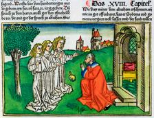 Genesis 18:2: Abraham and the three angels. Creator: Unknown