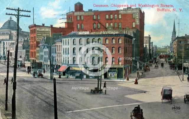 Genesse, Chippewa and Washington Streets, Buffalo, New York, USA, c1910. Artist: Unknown