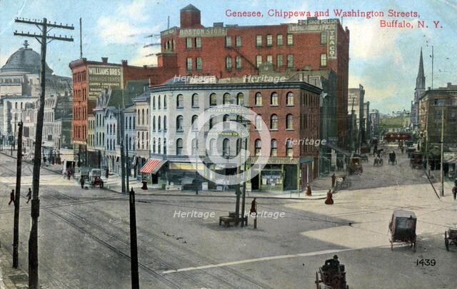 Genesse, Chippewa and Washington Streets, Buffalo, New York, USA, c1910. Artist: Unknown