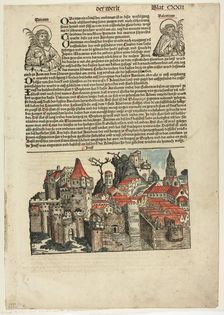 Geneva from Schedel Weltchronik (Schedel’s World History), Plate 22 from Woodcuts..., 1929. Creator: Michael Wolgemut