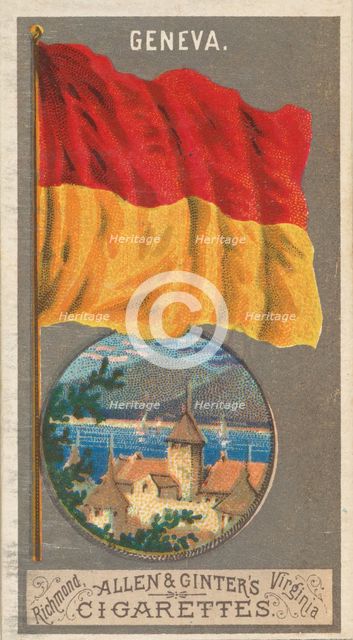 Geneva, from the City Flags series (N6) for Allen & Ginter Cigarettes Brands, 1887. Creator: Allen & Ginter.