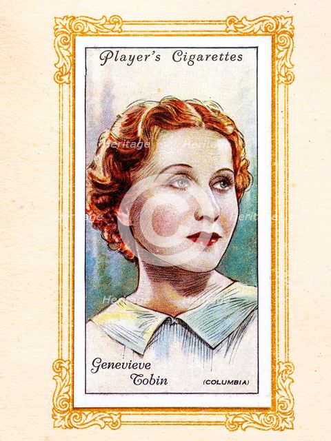 Genevieve Tobin Collectables Picture of movie stars that came with the Players cigarette packet, 193 Creator: Unknown.