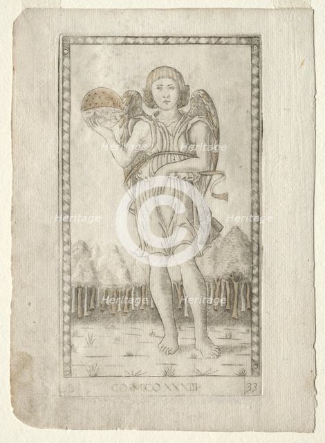 Genius of the World (from the Tarocchi, series B: Cosmic Principles & Virtues, #33), before 1467. Creator: Master of the E-Series Tarocchi (Italian, 15th century).