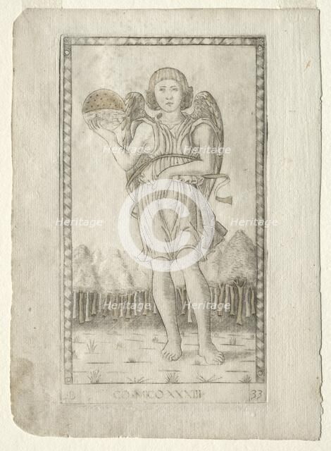 Genius of the World (from the Tarocchi, series B: Cosmic Principles & Virtues, #33), before 1467. Creator: Master of the E-Series Tarocchi (Italian, 15th century).