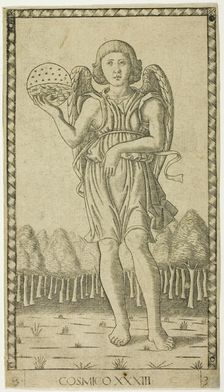 Genius of the World, plate 33 from Genii and Virtues, c.1465. Creator: Unknown