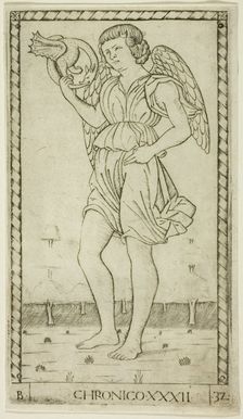 Genius of Time, plate 32 from Genii and Virtues, c.1465. Creator: Unknown