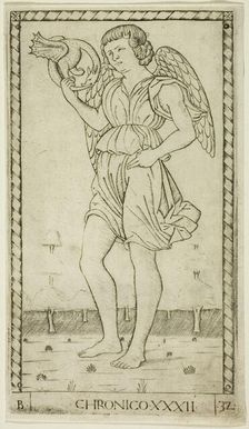 Genius of Time, plate 32 from Genii and Virtues, c.1465. Creator: Unknown