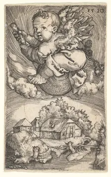 Genius on a Globe Floating in the Air, mid-17th century. Creator: Barthel Beham