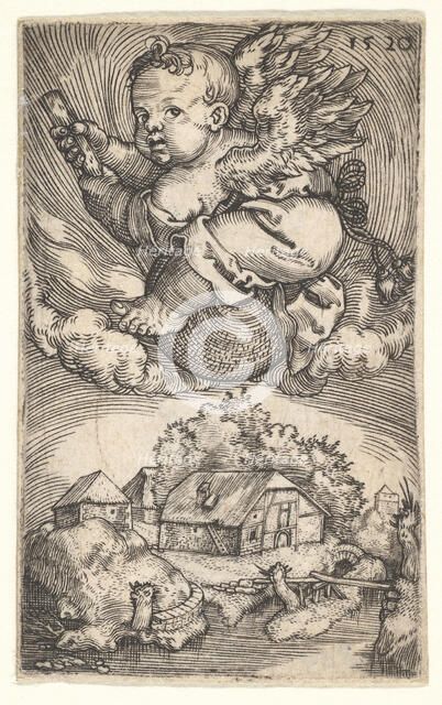 Genius on a Globe Floating in the Air, mid-17th century. Creator: Barthel Beham.