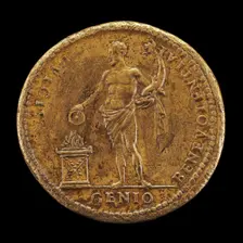 Genius Holding a Dolphin and Sacrificing [reverse]. Creator: Giovanni da Cavino