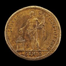 Genius Holding a Dolphin and Sacrificing [reverse]. Creator: Giovanni da Cavino