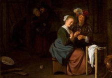 Genre Scene (Couple in the Interior), 17th century. Creator: Ludolf de Jongh