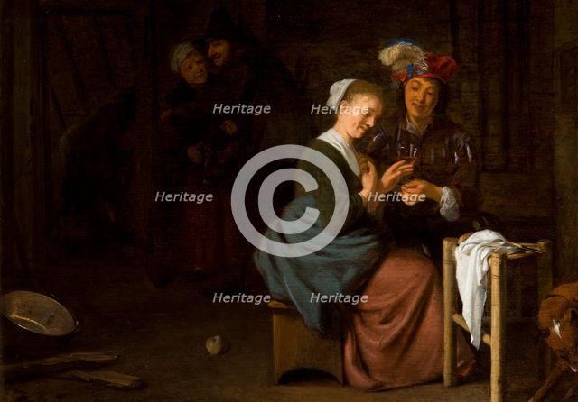Genre Scene (Couple in the Interior), 17th century. Creator: Ludolf de Jongh.