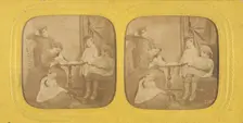 Genre scene: family in parlor, 1855-1865. Creator: Jules Marinier