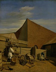 Genre Scene: In the Backyard, 1843. Creator: Akim Bagayev