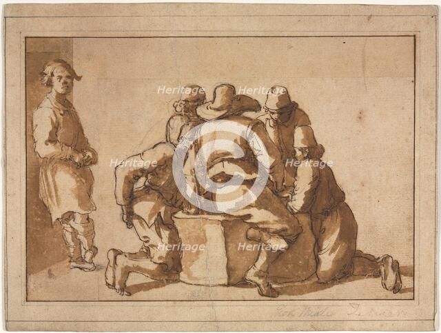 Genre Scene of Young Men Playing a Game. Creator: Frederico Zuccaro (Italian, 1540/1-1609), attributed to.