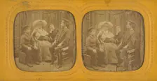 Genre scene: nun lecturing three children, 1855-1865. Creator: H. Noe