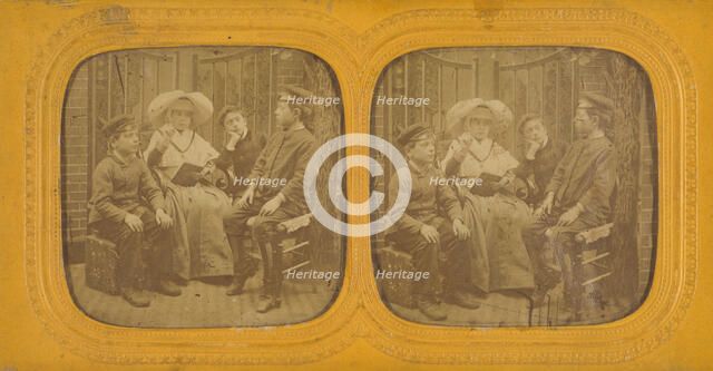 Genre scene: nun lecturing three children, 1855-1865. Creator: H. Noe.