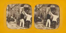 Genre scene: people entering carriage, 1860-1869. Creator: Adolphe Block